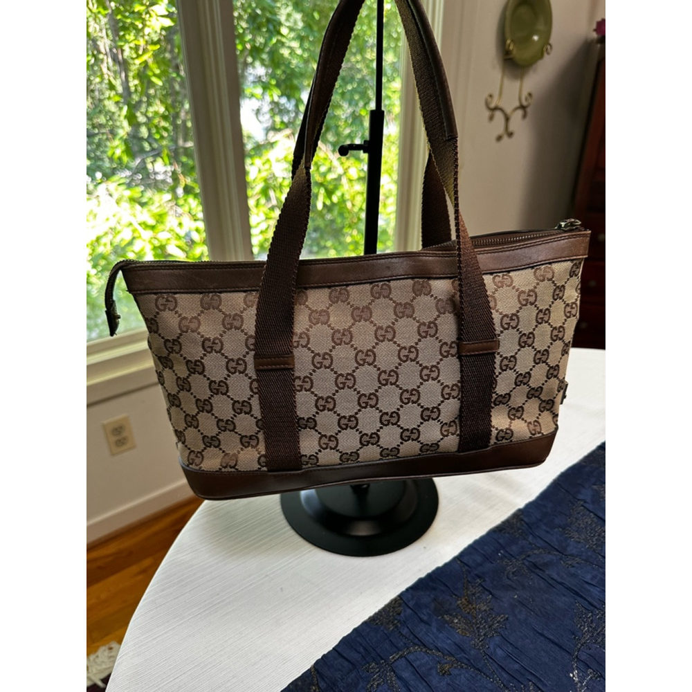 Gucci Beige Brown Canvas & Leather Small Tote Bag - Picture 2 of 15